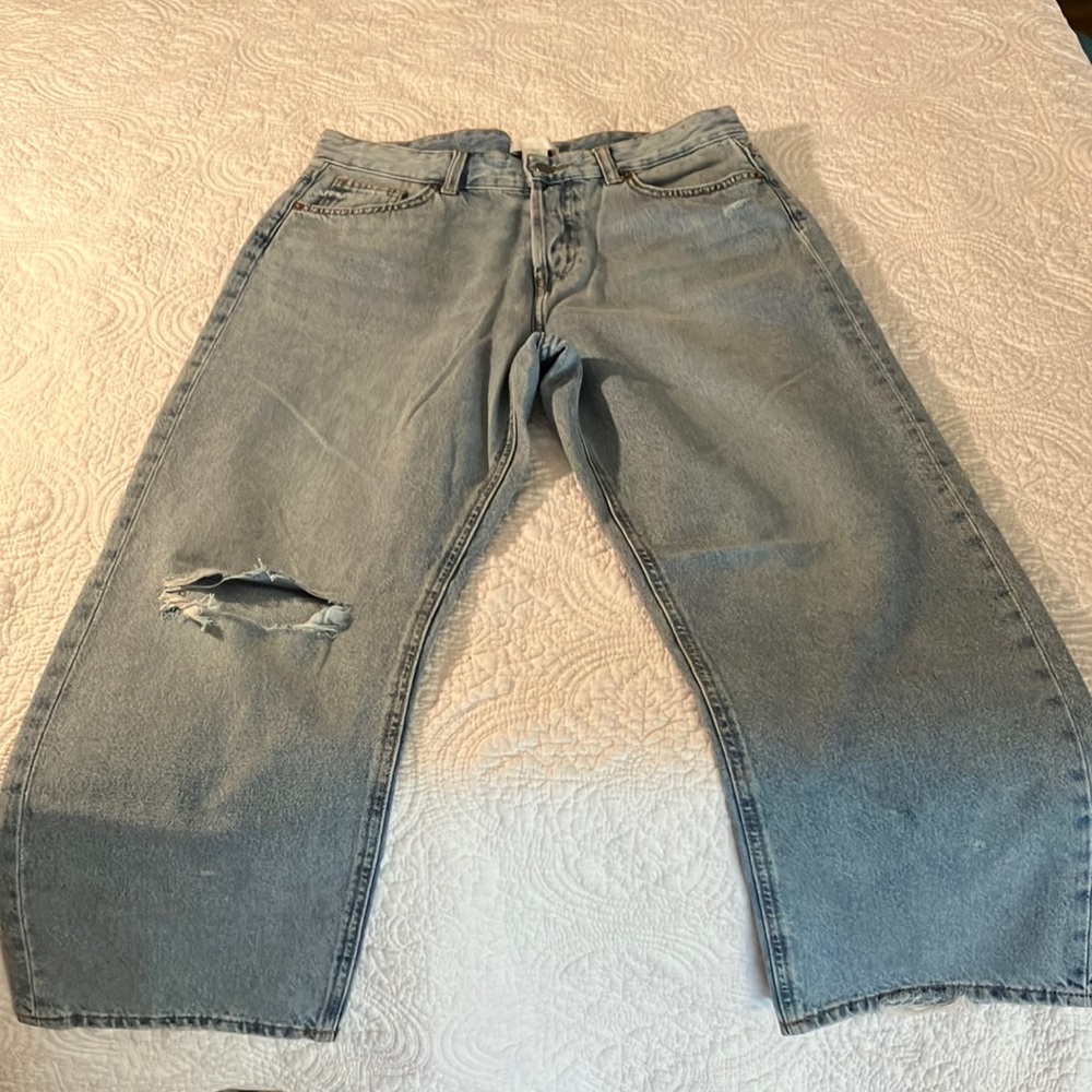 H&M Distressed Straight Leg Jeans